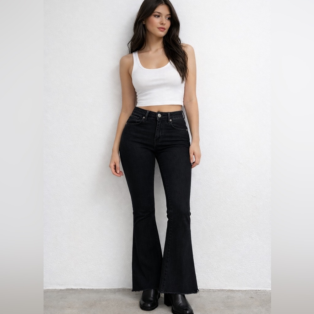 Elegant Black Flare Jeans for Women #5 NWT